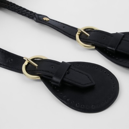 Handle for bags, cords, 60 × 1.8 cm, with sewing loops 5.8 cm, black/gold color-1