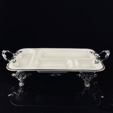 Menzhitsa with handles Lenardi Atlantis, on legs, porcelain, length 38 cm