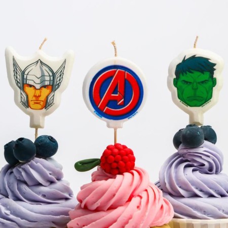 Candle for the cake "Happy Birthday!", 5 pieces, Avengers-1