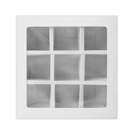Box for 9 sweets with a window 13.8x13.8x3.8 set 10pcs.-4