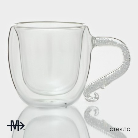 Glass mug with double walls Magistro "Diamond", 200 ml-2