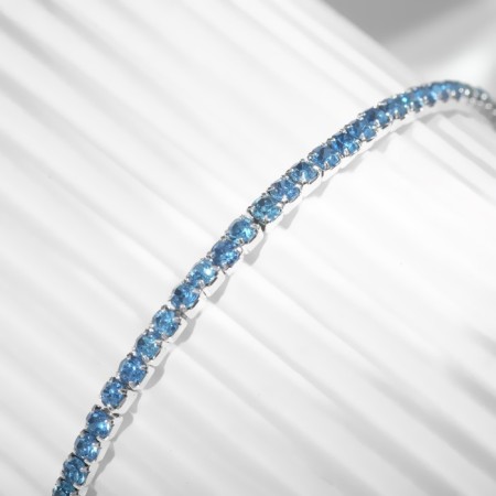 Bracelet "ice" 1 row, blue color in silver, 7 cm-3