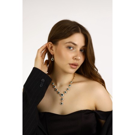 Set 2 objects: earrings, necklace "magnificent age", white-emergency color in gold, 42 cm-2