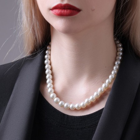 Pearl beads "Bride" ball No. 10, milk color, l = 40 cm-4