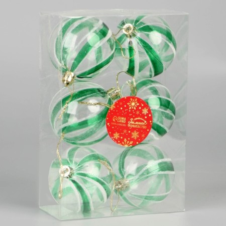 Set of balls plastic D-6 cm, 6 pcs "Arian" green-1