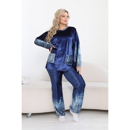 Female suit, size 54, blue color-2