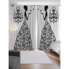 Фотошторы «Платье из бабочек», сатен, размер 145х265 см, 2 шт