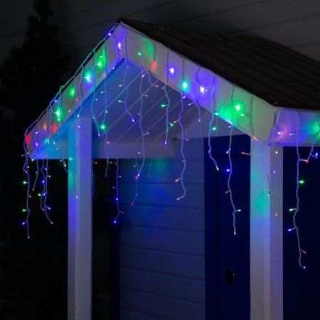 Garland "fringe" 3 × 0.6 m, IP44, UMS, white thread, 160 LED, glow of multi, 220 V