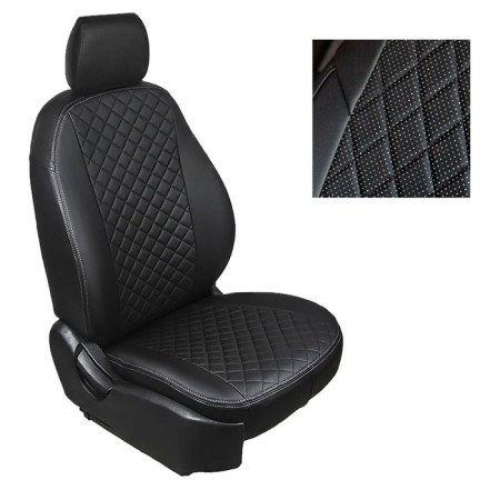 Auto-Chelecs from eco-leather rhombus for Skoda Rapid Sedan Aless 2014-n., Set