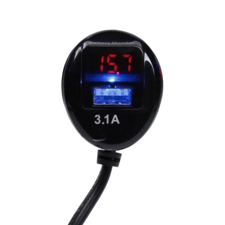 Torso cigarette lighter, with voltmeter, USB 3.1 A, wire 70 cm-3