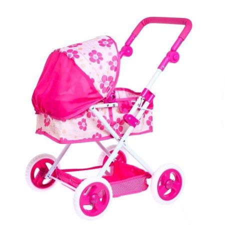 Stroller for dolls, with a basket, winter, metal frame, mix-7