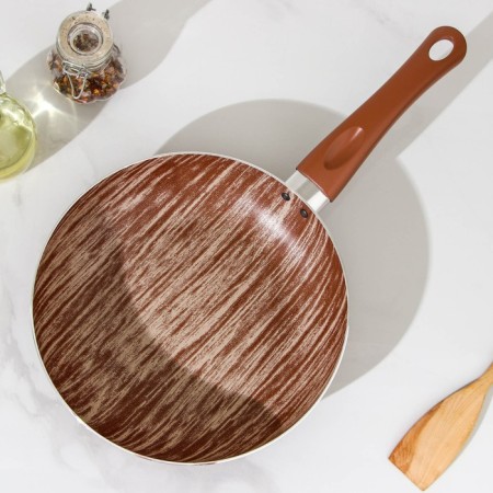 Deep pan Kantry, D = 24 cm, glass cover, plastic handle, anti -stick coating, brown color-1
