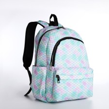 Youth backpack from textiles 2 of the lightning department, 3 pockets, blue/lilac color