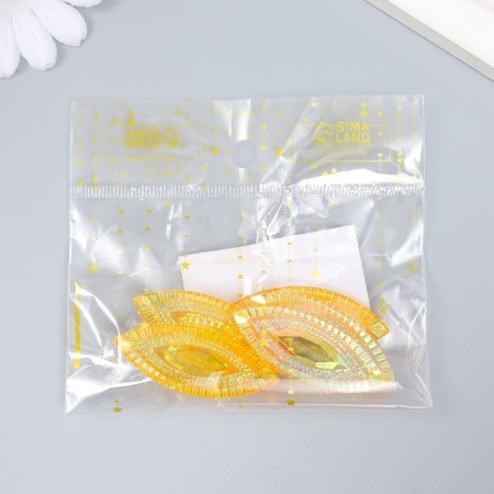 Decor for creativity plastic glue "eye" holography orange set 6 pcs 1.8x4.5 cm-3