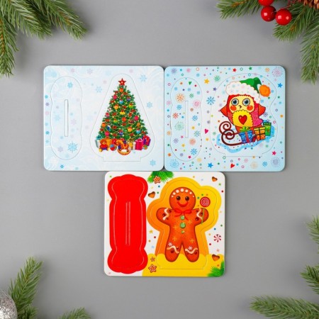 3D puzzle "New Year's ornaments" owl, Christmas tree, gingerbread man-1