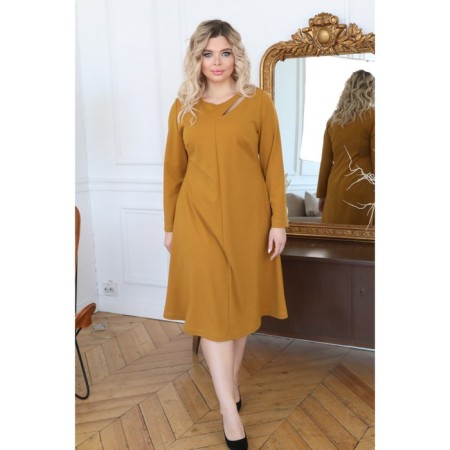 Female dress, size 56, mustard color-5