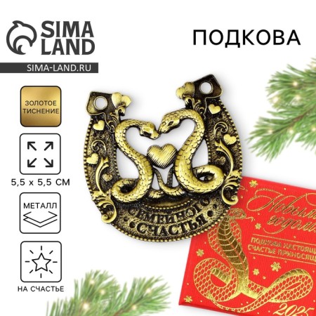 New Year's horseshoe in the box "New Year: Family Happiness", 5.5 cm