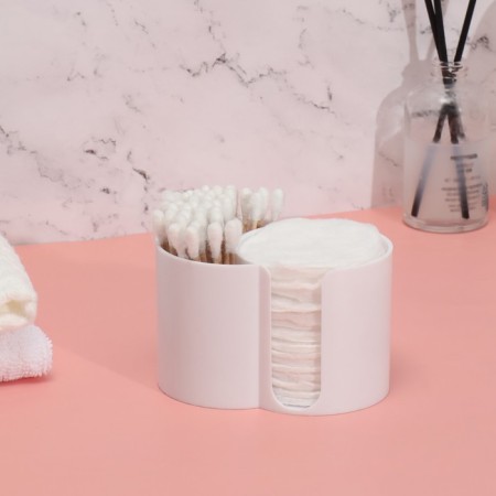 Organizer for storing cotton sticks and disks, 2 sections, 9.5 × 6 × 6 cm, white color-1