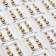 Pusets in a box of 108 pairs "Assorted" beads No. 3, 4, 5, color gold