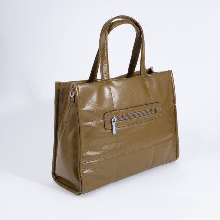 Luggage bag, external pocket, long belt, green-brown color-1