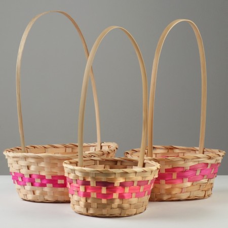Camping set, 27x21x10/38 cm, 24x19x10/36 cm, 22x18x10/34 cm, 3 pcs, pink, bamboo