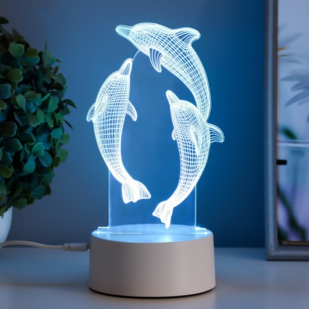 Sensor Lamp "dolphins" LED 7 USB colors/from batteries white RISALUX-8