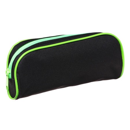 Penal soft, 1 compartment, 80 x 210 x 40 mm, voluminous, PM1O-24, calligrata black, black/green-1