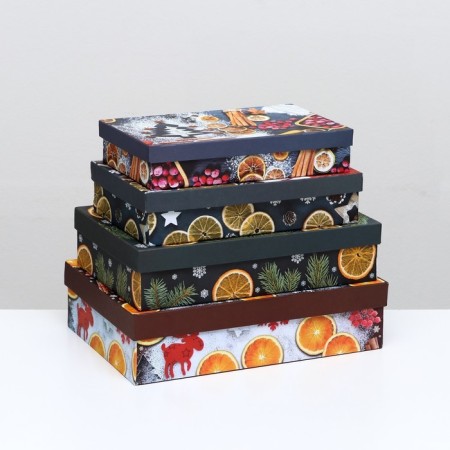 Set of boxes 4 in 1 "Happy New Year", 30 x 20 x 8 - 24 x 14 x 5 cm-1