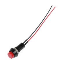 Button switch without fixation, d 1.5 cm, wire 10 cm, red