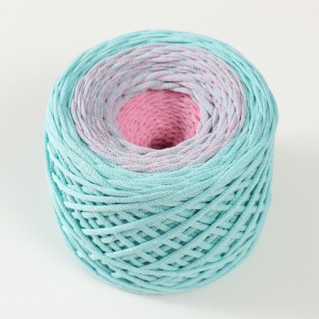 Cotton cord 3 mm 220m/240 ± 5 g gradient (mint/pink)