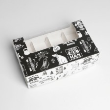 Eclaire box, confectionery packaging, 5 inserts, Man Pattern, 25.2 x 15 x 7 cm