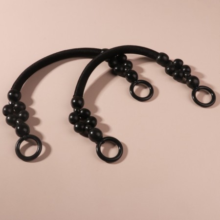 Handles for a bag, 2 pcs, waxed cord/tree, 44 × 4 cm, black color-1