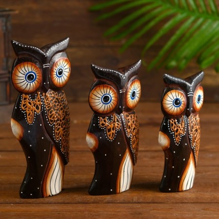 Souvenir set tree "Owls with ornament" 8x7x17 cm