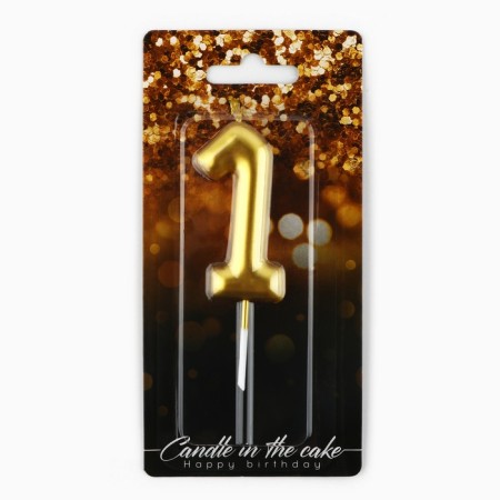 Candle for the cake, number "1", gold, 4 x 10 cm.-3