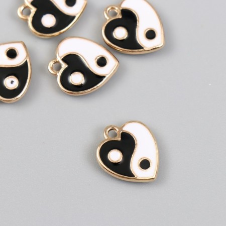 Decor for creativity metal, enamel "Heart Yin-Yang" gold 0.3x1.4x1.6 cm