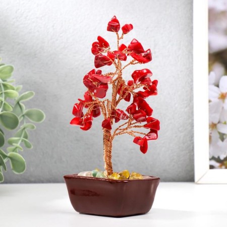 Bonsai souvenir 60 stones "Cash tree with rubies" 13x7x5 cm-3