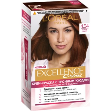 Hair Cream L’Oreal Excellence Creme, tone 4.54 rich copper