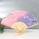 Fan bamboo, textile h = 21 cm "butterflies in sakura" lilac-pink, with a brush