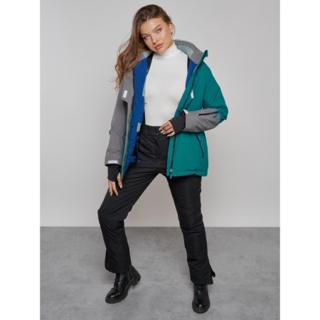 Ski jacket women's winter, size 58, dark green color-17