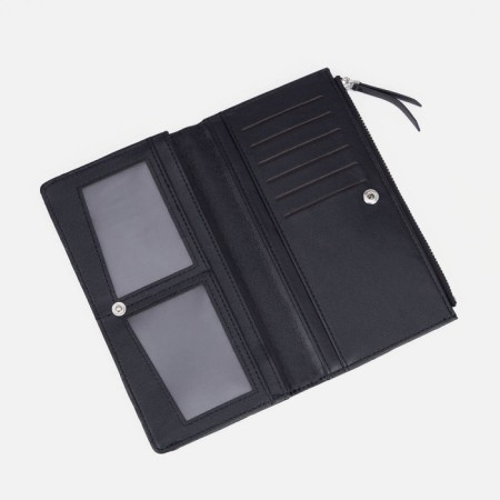 Women's wallet on the button, black color-3