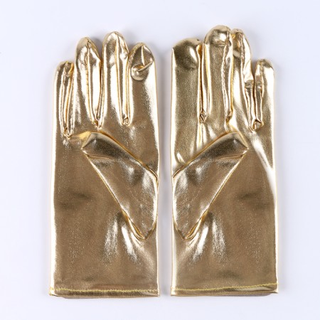Carnival accessory- gloves, color gold, artificial leather-4