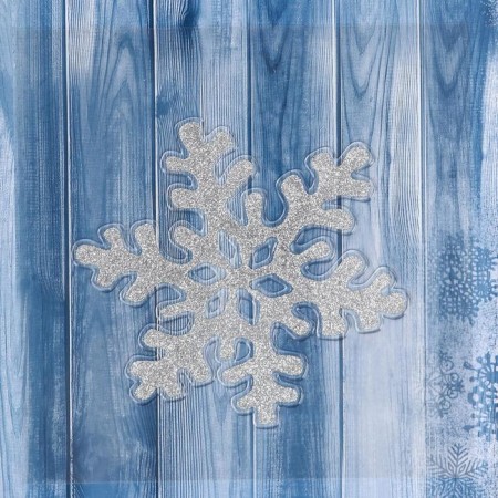 Stick on glass "Snowflake Silver Shine" 16x15.5 cm, silver