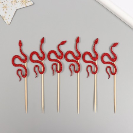 Decor for creativity "Red Snake" 12.5 cm (set 6 pcs)-1
