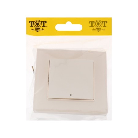 Tot Matte Glass switch, 10 a, 1 cl., With backlight, hidden, glass, beige-5