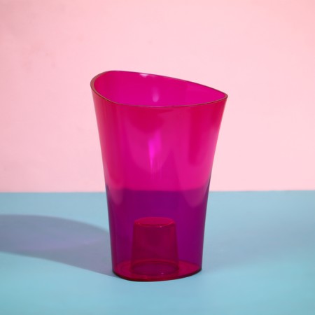 Pot for orchids, 1.3 l, 13.6 × 14.1 × 20 cm, plastic, transparent raspberry