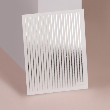 Nail stickers "strips", metallized, silver color
