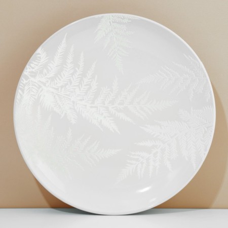 Ceramic plate "Fern", 25.5 cm, white color-1