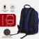 A backpack with a zipper, Rise, 2 external pockets, a laptop department, blue color