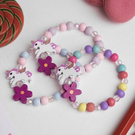 Bracelet Children's "Choselka" unicorn with a flower, color mix