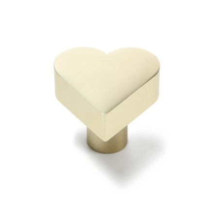 Furniture button “Heart” handle, satin gold color-3